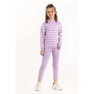 Legging côtelé pour fille junior, violet clair, avec taille élastique, 224-416-302, extensible - Product Image 2