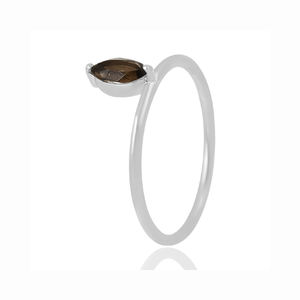Fabrication en gros de bagues en argent sterling 925 de haute qualité avec pierre de quartz fumé naturelle, stock disponible, bague minimaliste à bas prix - Product Image 2