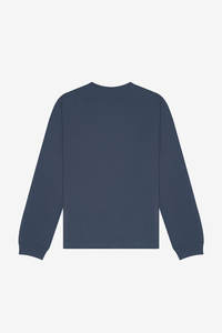 Garment Dyed Unisex Athletic Regular Fit Washed Cotton Single Jersey Crew Neck <b>Long</b> <b>Sleeve</b> <b>T</b> <b>Shirt</b> in Blue Grey Private Label - Product Image 6