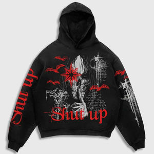 Up-Felt-Impex Sweat à capuche surdimensionné graphique crâne personnalisé pour homme-Sweat-shirt décontracté à manches longues et épaules tombantes pour homme - Product Image 1