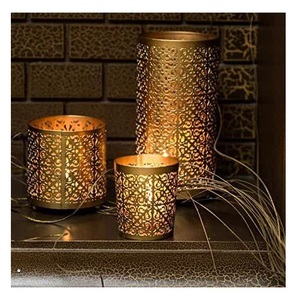 Pot à bougie en métal luxueux et élégant, magnifique pot à bougie pour la décoration à la maison, les dîners - Product Image 1