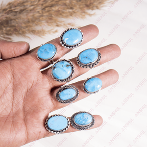 Adjustable Women's <b>Rings</b> Popular Fashion Open Thread Inlaid Blue Colour <b>Turquoise</b> Howlite Snake <b>Rings</b> - Product Image 4