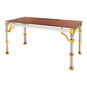 Bureau avec plateau en verre trempé, finition brun chaud, structure en laiton et acier inoxydable, forme rectangulaire, garantie 1 an - Product Image 2