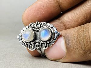 925แหวนพลอยมูนสโตนเงินสเตอร์ลิงแหวนแฟชั่นแหวนที่ไม่ซ้ำกันของขวัญสำหรับขายส่งของเครื่องประดับวินเทจสีเงิน - Product Image 4