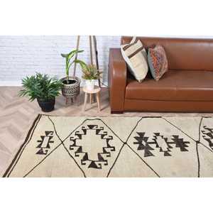 Alfombra de 3.1x10.1 pies, Alfombra Turca Vintage, Alfombra a Cuadros Marrón Herki - Product Image 2