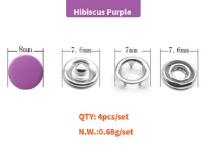 Colorido botón a presión de metal de cinco garras sin coser botones a presión