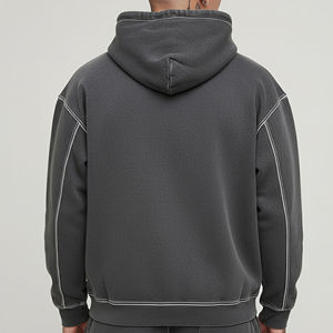 Sudadera con Capucha sin Cordones, Precio Accesible, Impresión Digital Personalizada con Logotipo, Estilo Urbano, Costuras en Contraste - Product Image 2