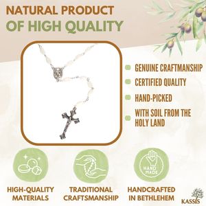 Rosario de Nácar Hecho a Mano de 55 cm, Cuentas de Oración Católicas con Cruz de Metal, Venta al por Mayor desde Belén - Product Image 2
