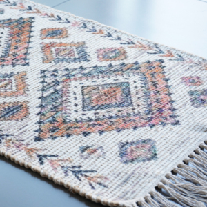Handwoven Eco-Friendly Boho Jute Chenille Rug <b>Printed</b> Flat Pile with High Pile for Stylish Home Decor - Product Image 1