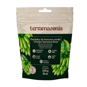 Farine de banane non mûre Terramazonia 450g Sans gluten Végétal Naturel Sain Poudre de fruits Végétalien Qualité supérieure Sachet pour enfants - Product Image 1