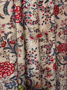 Vintage Style Floral Paradise <b>Print</b> Of Peach Pink Color Cotton Velvet Curtain Custom Size 100% cotton velvet - Product Image 2