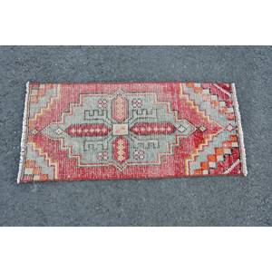 Vintage Turkish Kilim Rug 14' X 31' <b>Red</b> Gray Patchwork Pattern Wool <b>Material</b> Latex Backing 10mm for Living Room Hallway - Product Image 3