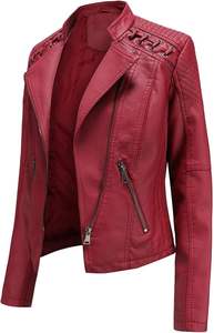 Veste de moto pour femme, veste de motard en cuir vegan élégante, coupe ajustée légère, blazer court, veste de moto - Product Image 2
