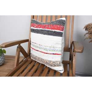 Almohada de lana Kilim Beige de 18x18 pulgadas, almohada de acento de lujo, estampado esponjoso Vintage, patrón de plumas tejidas para ropa de cama para Navidad - Product Image 3