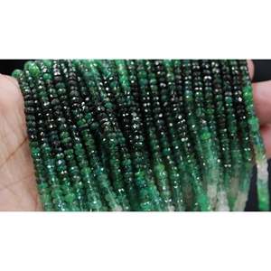 Perle Rondelle Facettée en Émeraude Naturelle de Qualité AAA, Teinte Verte, 3-4mm, Pierre Précieuse en Vrac pour la Fabrication de Bijoux, Traitée Thermiquement et Taillée - Product Image 2