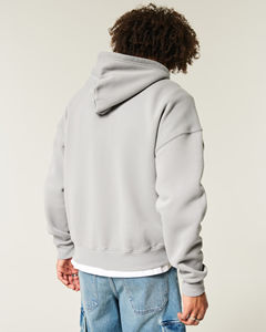 Sweats à capuche unis de luxe Hip Hop pour hommes, couleur gris chiné, 100% coton, streetwear, sweats à capuche surdimensionnés et lourds pour hommes - Product Image 5