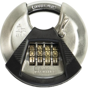 Candado de Combinación Burg-Wachter de Acero Inoxidable, Ancho del Cuerpo de la Cerradura de 23,70 mm, 4 Dígitos, Candado para Bicicleta - Product Image 1