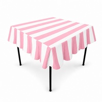 Housse de table de mahjong carrée en toile de coton sur mesure, à rayures bleues et roses, lavable, pour Mahjong américain