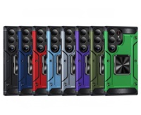 Étui de téléphone robuste, léger, compatible avec plusieurs marques, en TPU et PC, peinture effet cuir, anti-chute, avec anneau rotatif à 360 degrés