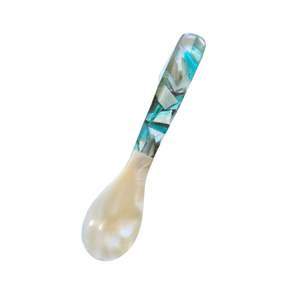 Cuillère en nacre véritable avec manche court pour servir des aliments mous, cuillère en coquille naturelle neutre en saveur, pure et lisse - Product Image 2