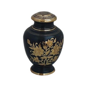 Urne funéraire décorative en forme de feuilles gaufrées pour cendres humaines Urne funéraire en métal émaillée bleue - Product Image 4