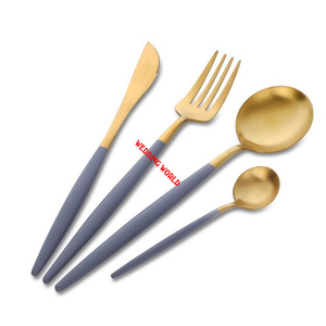 Cubiertos de metal con acabado dorado y azul Cubiertos hechos a mano de calidad superior Cubiertos de metal nuevos al por mayor con estilo clásico - Product Image 5