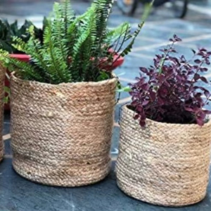 Panier et jardinière circulaires en jute tressée, style moderne, écologique, avec design flexible - Product Image 1