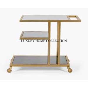 Chariot de service élégant en métal de style industriel à 3 niveaux avec un plateau en marbre fini de haute qualité et des caractéristiques de stockage pratiques - Product Image 6