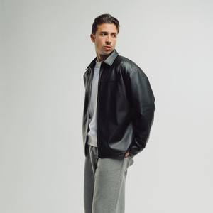 Blouson aviateur d'hiver en cuir véritable 100% sur mesure d'Alphatek International pour homme, fermeture éclair, col rabattu, écologique - Product Image 3