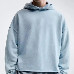 เสื้อฮู้ดดี้ผู้ชายคุณภาพสูง 500 GSM ผ้าโพลีเอสเตอร์/คอตตอน ปรับแต่งได้ ซิปหน้า สวมใส่สบาย ทรงปกติ ดีไซน์เรียบง่าย แห้งเร็ว - Product Image 6
