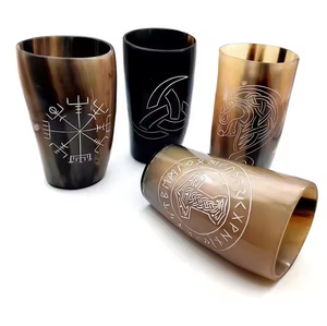 Vaso de chupito de ágata medieval hecho a mano Vikingo, diseño de cuerno recién llegado, artesanía más pura de Crescent Crafts, técnica pulida - Product Image 3