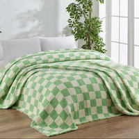 Couverture en mousseline tissée à l'intérieur de la fibre de coton 100% Couverture en coton volumineux et épais 160x220cm 62x86inch Plain Collection Blanket