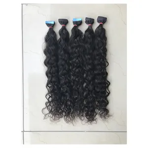 Outstanding Quality Remy Hair 100% Raw Unprocessed Virgin Indian Temple Natural Curly Unprocessed Tape Ins Human Hair Extensions