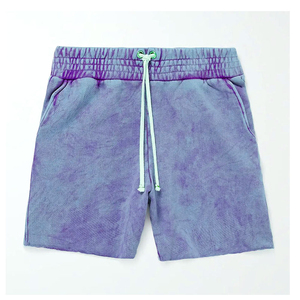 Pantalones cortos Vintage de verano personalizados para hombre con lavado de piedra ácida Color sólido Estilo informal Impresión digital Cordón Cintura Hecho Lona - Product Image 4