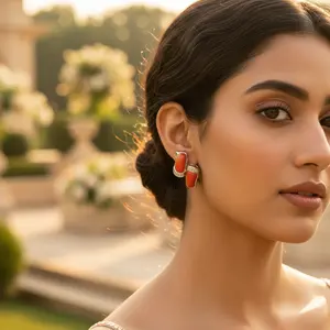 Pendientes de Araña de Coral Plateado para Mujer con Circonita Cúbica y Amatista, Pendientes Colgantes Chapados en Oro de 18K, Joyería de Regalo - Product Image 1