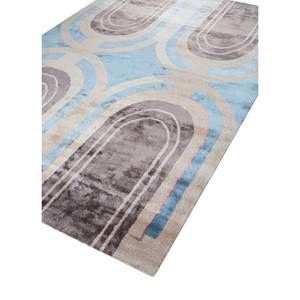 Tapis tufté à la main en laine et viscose rayé bleu classique Acar, grand rectangle motif losanges 10 mm pour la maison, salon, couloir - TRA-13223 - Product Image 2