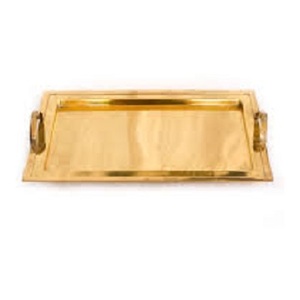 Bandeja de servicio de latón dorado, utensilios de cocina Premium personalizados de alta calidad, casa de Hotel, restaurantes, bandeja de exhibición de comida, mango de latón - Product Image 1