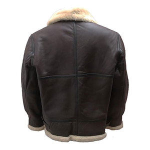 Chaqueta de bombardero Real Shearling Aviator chaqueta de cuero genuino para hombres clásico WWII estilo piloto abrigo de invierno acabado desgastado - Product Image 5