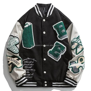 Men's Women's Letterman <b>Jackets</b> High Street Canvas Baseball <b>Jacket</b> Embroidered Design Stand Winter Loose Fit for Youth - Product Image 3