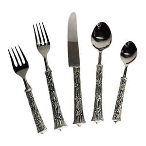 5 pièces ensemble de couverts de Style américain Unique excellente qualité Design Vintage ensemble de couverts forgés à la main en acier inoxydable - Product Image 3