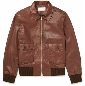 ODM manteau de mode décontracté de haute qualité personnalisé imperméable respirant coupe-vent en cuir véritable pour hommes debout à l'avant - Product Image 1