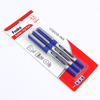 Stylo à bille Foska Work Stationery, bleu populaire, pointe bille 0,5 mm, pointe à roulettes pour le bureau, les étudiants, encre liquide, stylo à pointe à roulettes en plastique