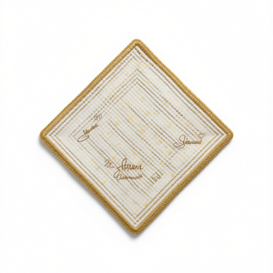 Mustard Beige Wool Handmade Knitted <b>Edge</b> Signature Border Handkerchief Elegant Pocket <b>Square</b> for Blazers Suit Dining Accessories - Product Image 3