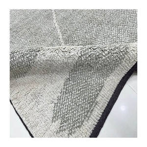Estilo americano personalizado con borde para diseñadores de gama alta Alfombra de área de lana de pelo de felpa alta a medida moderna gris claro y oscuro - Product Image 1