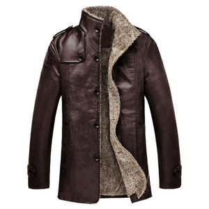 Hot Sake hommes Vintage Biker Faux cuir veste élégant haute rue hiver Stand vêtements d'extérieur chaud PU doublure à la mode - Product Image 5