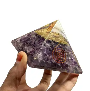Piramida Amethyst ortonite asli antik | Piramida Amethyst Orgone | Piramida ortonit untuk penyembuhan Reiki piramida Vastu