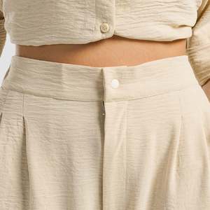 Pantalon Cargo Décontracté Slevedge Biscotti Taille Haute Ample 100% Lin Respirant avec Tissu Toile Froissée - Product Image 5