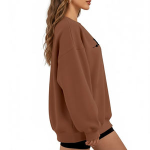 Nuevo Diseño Otoño Invierno Sudadera Lisa para Mujer, Sudadera Holgada con Estampado y Bordado - Product Image 3