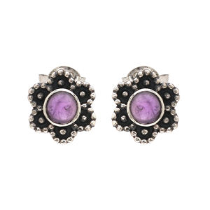 Boucles d'oreilles en argent sterling 925 faites à la main avec pierres précieuses en améthyste naturelle Style mignon pour anniversaire prix d'usine en gros - Product Image 1