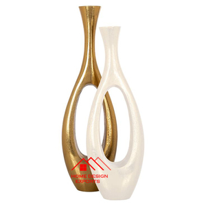 Vase à fleurs en aluminium coulé, couleur personnalisée, incrustation d'os, ensemble de vases à fleurs bicolores, utilisation en hôtellerie - Product Image 1
